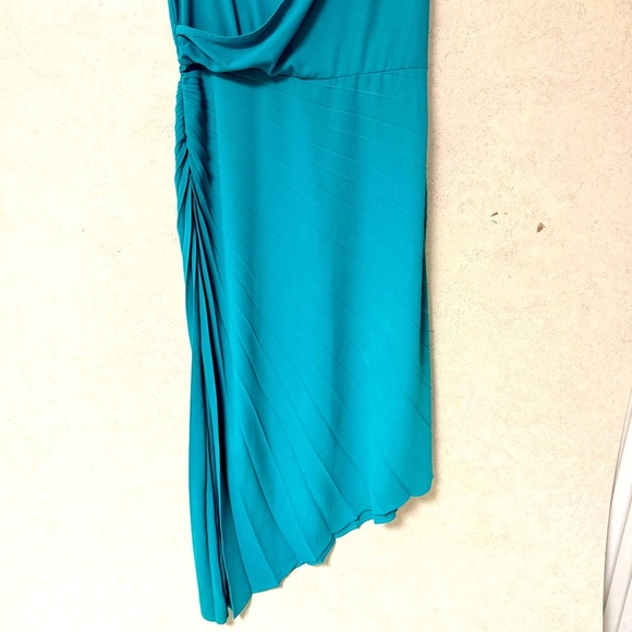 J JILL NWT MTALL WOMEN EMERALD GREEN SLEEVLESS MAXI SWAG VNECK ASYMETRICAL DRESS - Picture 9 of 10
